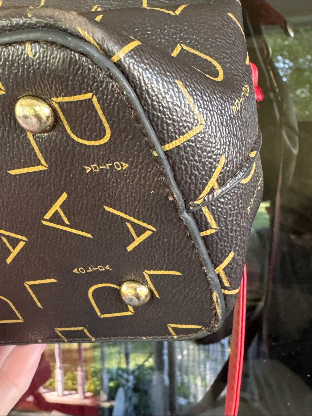 Aldo Brown Logo Satchel with Red Trim - Picture 5 of 7
